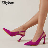 Eilyken สีส้มสีดำแหลมนิ้วเท้ารองเท้าส้นสูงปั๊มรองเท้าแตะผู้หญิงจัดส่งบน Slingback ชุดเดรสปาร์ตี้กริชล่อ Femme รองเท้า