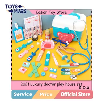 Doctor Toys Kids Wooden Pretend Play Kit Games for Girls Boys Red