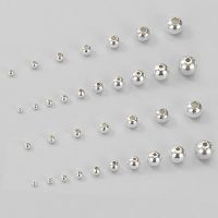 Wholesale 100% Real 925 Silver Round Beads Spacer Beads Accessories Silver Bead for Bracelet Necklace Jewelry Making Findings Beads