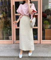 (พร้อมส่ง) Ivory puff skirt ?✨C3958 กระโปรงน้องขนมปัง กระโปรงยาว กระโปรงมินิมอล