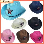 FLYING Summer Jazz Hat Bucket Hat Straw Sun Cap Pentagram Hat Cowboy Hat