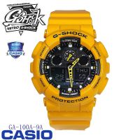 ของแท้ Casio G-Shock Watch for men นาฬิกา รุ่น GA-100A-9A  นาฬิกาข้อมือผู้ชาย สายเรซิ่น กันกระแทก กันน้ํา 100% สีเหลือง รับประกัน 1 ปี