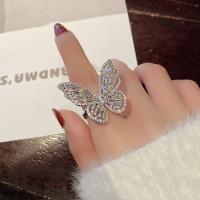 Diamond Angel Wing Ring Butterfly Full Diamond Open Ring Hollow Exaggerated Luxury Colored Diamond Ring Jewelry