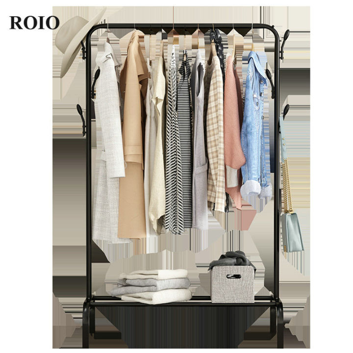 simple-clothes-hanger-floor-coat-rack-bedroom-shelf-double-pole-storage-rack-home-furniture-barra-de-ropa-clothing-drying-rack