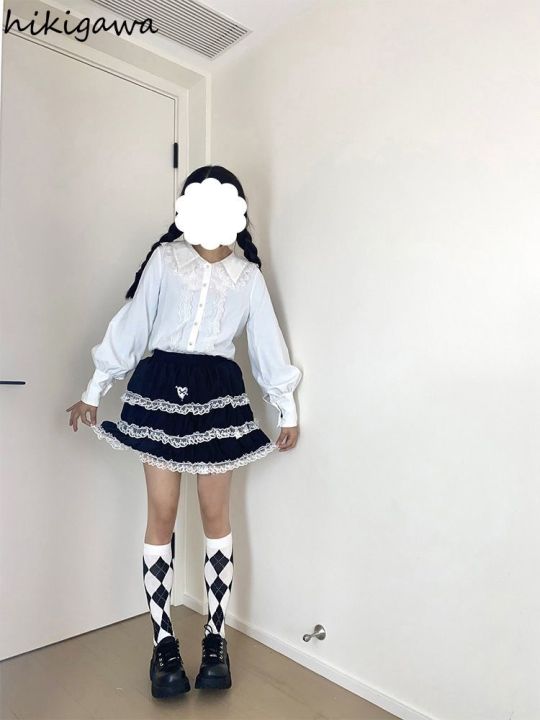 กระโปรงสำหรับผู้หญิงกระโปรงเครื่องแต่งกายแบบเป็นทางการสำหรับผู้หญิงกระโปรง-y2k-ญี่ปุ่นเอวสูงกระโปรงเสื้อผ้าผู้หญิงสไตล์โลลิต้าหวานแบบ-jupe-เอวสูงกระโปรงมินิสเกิร์ตลูกไม้เย็บปะติดปะต่อกันฤดูร้อนแฟชั่น-