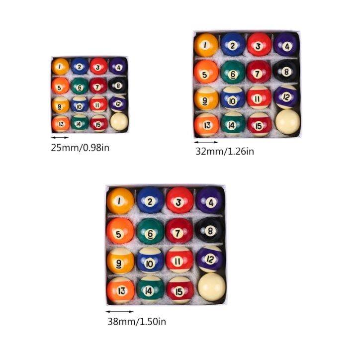 Mini Billiard Balls Set 16Pcs 25/32/38Mm Children Billiards Pool Table Balls Polyester Resin