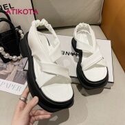 Atikota Nữ Phẳng Đi Biển Cho PU Thời Trang Phong Cách Hàn Quốc Đế Dày Tất
