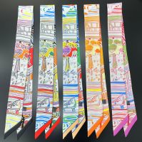 【CC】✌◈✼  2023 Design Sketch Shoes Brand Silk Scarf Luxury Foulard Scarves Neckerchief Fashion Hair Headband