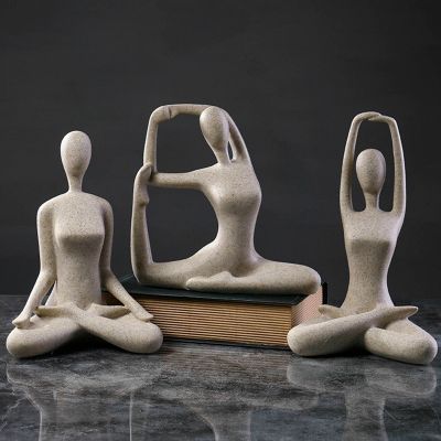 3 Styles Abstract Art Yoga Poses Figurine Lady Figure Statue Home Yoga Studio Decor Ornament