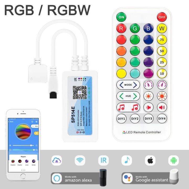 wifi-alexa-google-home-rgb-rgbw-ตัวควบคุมไฟ-led-เพลง-ir-38key-2835-5050-rgb-rgbcw-ไฟ-led-rgbww-ริ้วสายไฟไอโอเอสแอนดรอยแอพพ์-dc5v-24v