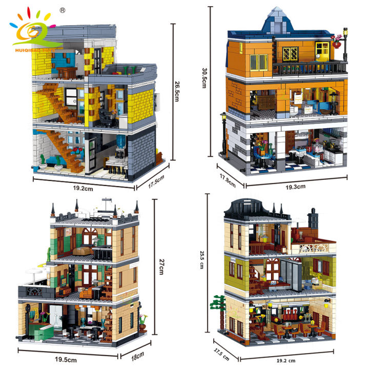 ใหม่-huiqibao-street-view-ร้านอาหารโรงเตี๊ยม-cafe-shop-รุ่น-building-blocks-city-architecture-house-อิฐประกอบของเล่นสำหรับเด็ก