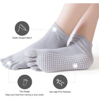 【YD】 Five Toe Socks with Grips Pilates Toeless for Barre Non-slip