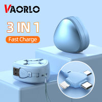 VAORLO 3 In 1สายชาร์จที่ดึงกลับได้ USB สายชาร์จแบบเร็วกับแท่นวางโทรศัพท์6A ชนิด C สายเครื่องชาร์จยูเอสบีไมโคร USB USB/ชนิด C/สายเคเบิลหลอดไฟ