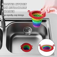 Little Monsters Filter Floor Drain Kitchen Sink Filter Retractable Mesh Sink Filter Bathroom Sink Drain Filter Anti-clogging Traps Drains