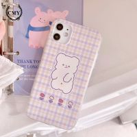 เคส iphone เคสไอโฟน เปลือกนิ่ม พื้นหลังสีชมพูและสีม่วง หมีน่ารัก iPhone 11 case Cartoon bear iPhone11/11Pro 11pro Max X XR XS XS MAX 7 8 plus