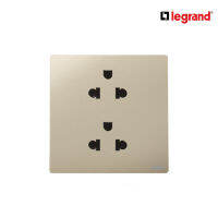 Legrand เต้ารับคู่มีกราวด์ สีแชมเปญ 1G EURO-US 16A 2x2P+Earth Socket รุ่นมาเรียเซนต์ | Mallia Senses | Champaigne | 281104CH | บิทิสมาร์ท | BTiSmart