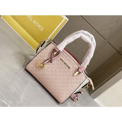 [COD][กระเป๋าหรู] Michael Kors Mk Ciara Collection Signature One Page Coated Women S Leather Brown 24Cm Handbag