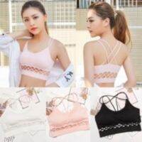 Chloeh Hornbye Shop เสื้อโยคะกับ Padding ดันแห้งเร็วเสื้อกล้ามชุดชั้นในยิมฟิตเนสออกกำลังกาย Bras ผู้หญิงสี: สีชมพูสีขาวสีดำ