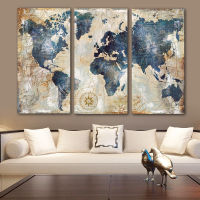 RELIABLI ART 3panels Set Big Size World Map Canvas Paintings Home Wall Posters For Living Room Decorative Pictures NO FRAME