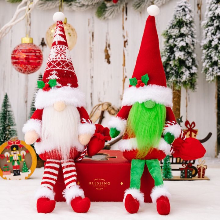 zhuwnana-หมวกถักนิตติ้ง-ตุ๊กตามนุษย์แคระคริสต์มาส-ของตกแต่งวันคริสต์มาส-อุปกรณ์ปาร์ตี้ปาร์ตี้-ตุ๊กตาคริสต์มาสเอลฟ์-น่ารักน่ารักๆ-ป้ายไม้กอด-ตุ๊กตารูดอล์ฟ-คริสมาสต์