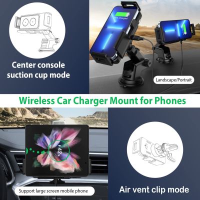 HOt2023NewWireless Car Charger สำหรับ Galaxy Z พับ3 Z Flip 3S22 Ultra รถผู้ถือศัพท์มือถือ Mount Dashboard Air Vent กระจก