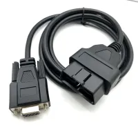 OBD 2 Kabel 16 Pin ke DB9 seri wanita Port RS232 konektor adaptor kabel mobil 1.13 Meter 16PIN ke DB9 seri RS232 OBD2 kabel