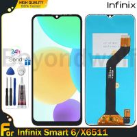 Beyondwolf หน้าจอเดิมสำหรับ Infinix Smart 6/X6511B ชิ้นส่วนจอสัมผัสแอลซีดีของเครื่องแปลงดิจิทัล X6511E X6511แทนที่ด้วยกรอบกลางสำหรับ Infinix Smart 6 X6511