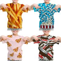 3D Print Food T Shirt Children Funny French Fries Pizza Popcorn Tshirt Boy Girl Nutella T-shirt Toddler Kids Tee Tops Streetwear