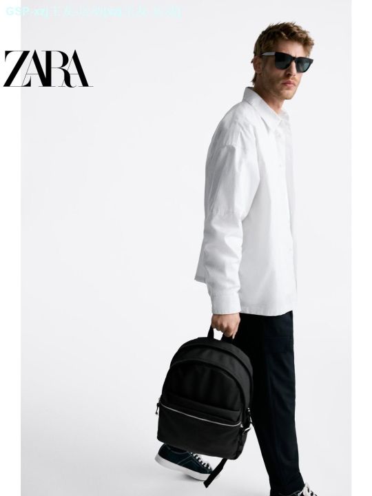 zara-ส่วนลดฤดูกระเป๋าผู้ชายสำรวยกระเป๋าเป้ไนล่อนสะพายหลังสีดำ3224120-800