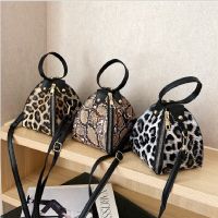 Female Crossbody Bag New Design Leopard Snake Pattern Portable Triangle Bag Fashion Pu Zipper Small Bucket Handbag Сумка Женская