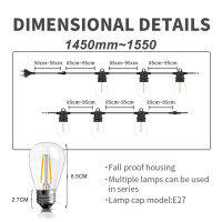 15เมตร30เมตร LED สนามหลังบ้านไฟสตริง S14 E27หลอดไฟฮาโลวีนคริสต์มาสอบอุ่นสีขาวแสงกลางแจ้งสำหรับลานบิสระเบียงระเบียง