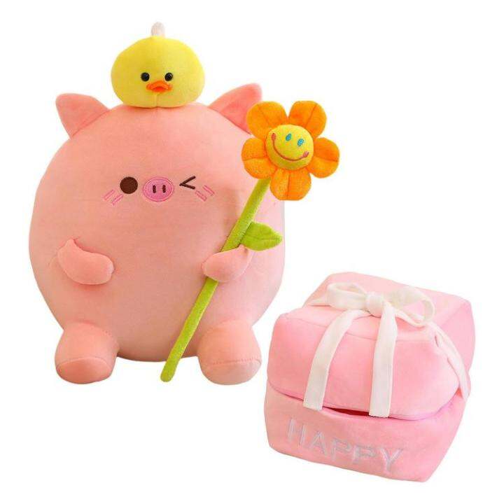 Cute Pig Plushies Duck On Head Design Stuffed Pig Toy Adorable ...