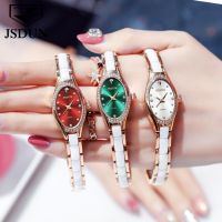 JSDUN 8842 Jam Tangan Perempuan Origina Womens Quartz Watch Fashion Temperament Watch Calendar Diamond Small Exquisite Ceramic Waterproof Ladies Watch 【BYUE】