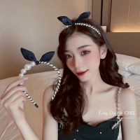 【YF】 Cute Rabbit Ears Hair Hoop Fashion Hand-Woven Wool HairBand Women Elegant Pearl Headdress Accessories For Girl