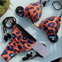 【TAKU Swimsuit】 (8สี) ผู้หญิงชุดว่ายน้ำแบบถักเซ็กซี่39; S สายสามเหลี่ยมพิมพ์ลายบิกินี่แยกชิ้นชุดว่ายน้ำทรงสามเหลี่ยมว่ายน้ำชุดว่ายน้ำสตรีบราซิล