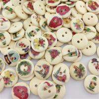 100pcs Merry Christmas Pattern Wooden Buttons Sewing and Scrapbook WB13 Haberdashery