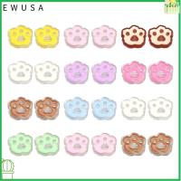 EWUSA 36Pcs อะคริลิค ลูกปัดพิมพ์อุ้งเท้า รอยเท้าแมวรอยเท้า สีผสมกัน ลูกปัดอะคริลิค Kawaii Bear Cat Dog PAW ลูกปัด ลูกปัดเคลือบอีนาเมล การทำหัตถกรรมเครื่องประดับ DIY