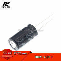 5Pcs 100V 330UF 13*25มม.ตัวเก็บประจุแบบอิเล็กโทรไลติก330UF 100V ความจุ13x25mm