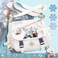 Game Genshin Impact Cosplay Xiao Kazuha Ajax Tartaglia Albedo Zhongli Venti Nylon Cloth Cartoon Bag Campus Student Messenger Bag