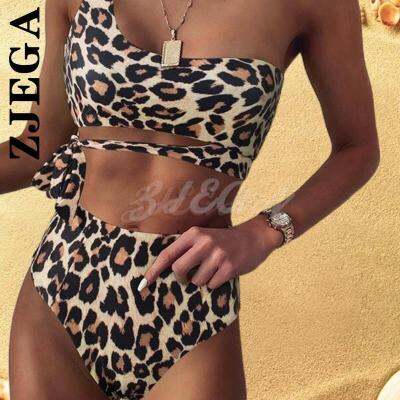 Zjega 2022 Womens Swimsuit Swimsuit Women Bikini y One Shoulder Push Up Leopard High Waist Swimwear Bathing Suit Bikini Set