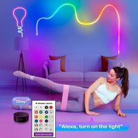 ไฟเส้นนีออน LED Wifi Tuya RGB เทรนด์พร้อมแอพนำสมัยซิงค์เพลงไฟแถบไฟ LED RGB สี16ล้าน DIY กับ Alexa Google Home