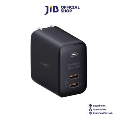 ADAPTER CHARGER (อะแดปเตอร์) AUKEY ADAPTER CHARGER OMNIA II DUO 45W 2 PORT (PA-B4T) BLACK