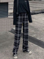 Casual Women Plaid Pants Summer High Waist Wide Leg Loose Trousers 7 Colors Hip-hop Female Retro Straight Pant Harajuku