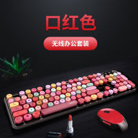 Skyscraper Wireless Keyboard Mouse Color Lipstick Girls Punk Keyboard Office Set หนึ่งชิ้น ~