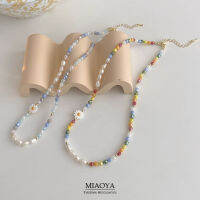 MIAOYA สร้อยคอเดซี่สีสันสดใสสำหรับผู้หญิงในช่วงฤดูร้อนทำด้วยมือลูกปัดเครื่องประดับสำหรับนักเรียน Kado Ulang Tahun สวย