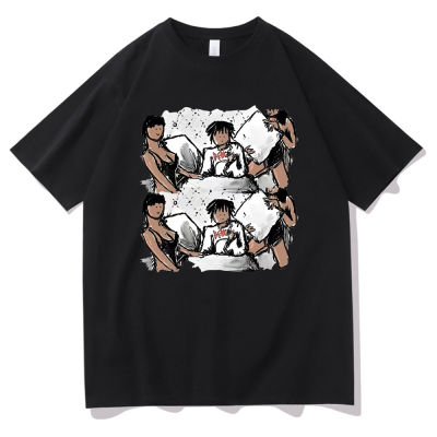 Awesome Anime Cartoon Painting Playboi Carti Hop Trend T Shirts Tupac 2Pac Rap Tshirt Black Gildan Spot 100% Cotton