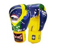 Twins special Boxing Gloves Fancy FBGV-44BZ  Brazil  Flag 16  oz  Muay Thai Sparring MMA K1 นวมซ้อมชกทวินส์ สเปเชี่ยล แฟนซี ลายธงชาติ บราซิล หนังแท้ 100%