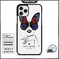 KateSpade 0104 Butterfly Phone Case for iPhone 14 Pro Max / iPhone 13 Pro Max / iPhone 12 Pro Max / XS Max / Samsung Galaxy Note 10 Plus / S22 Ultra / S21 Plus Anti-fall Protective Case Cover