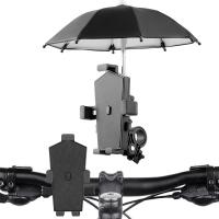 Motorcycle Bicycle Phone Holder With Mini Umbrella Bike Anti Shake Rotation Support Handlebar Rearview Mirror Mount Clip Bracket