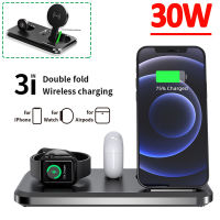 พับ30W Wireless Charger Stand Pad 3 In 1 Fast Charging Dock Station สำหรับ 14 13 12 Pro Max Pro